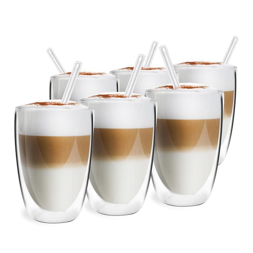 Dvojstenné/na latte sklenené hrnčeky v súprave 6 ks 350 ml – Vialli Design