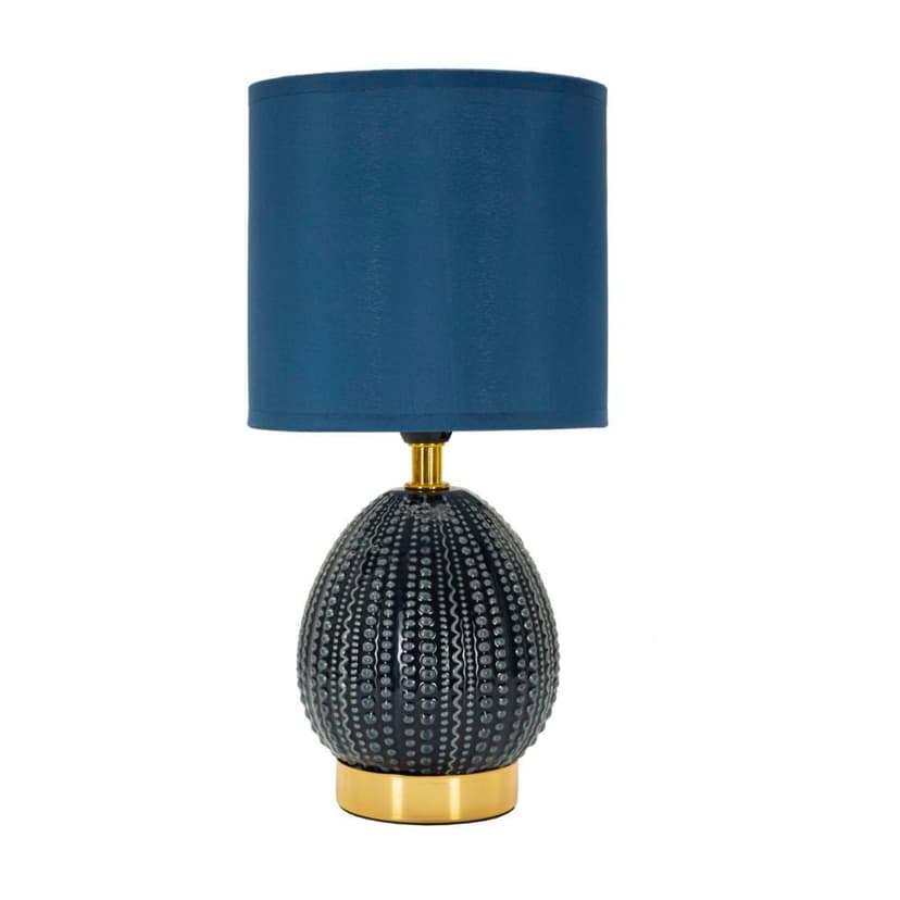 Modrá keramická stolová lampa s textilným tienidlom (výška 30,5 cm) Flavi – Mauro Ferretti