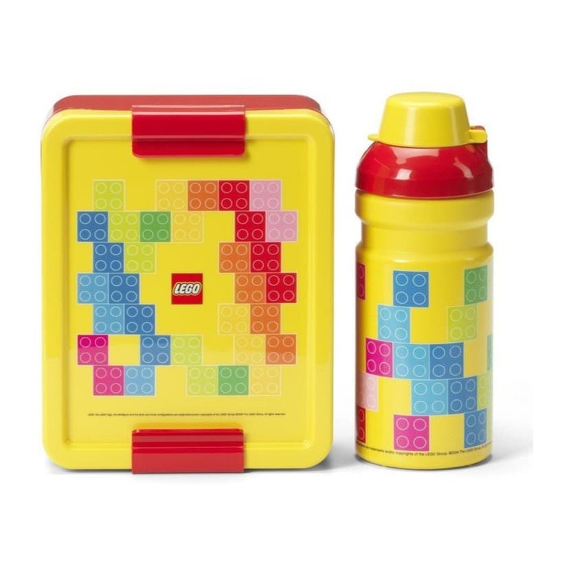 Svačinový set (láhev a box) LEGO® Brick - červená/žlutá