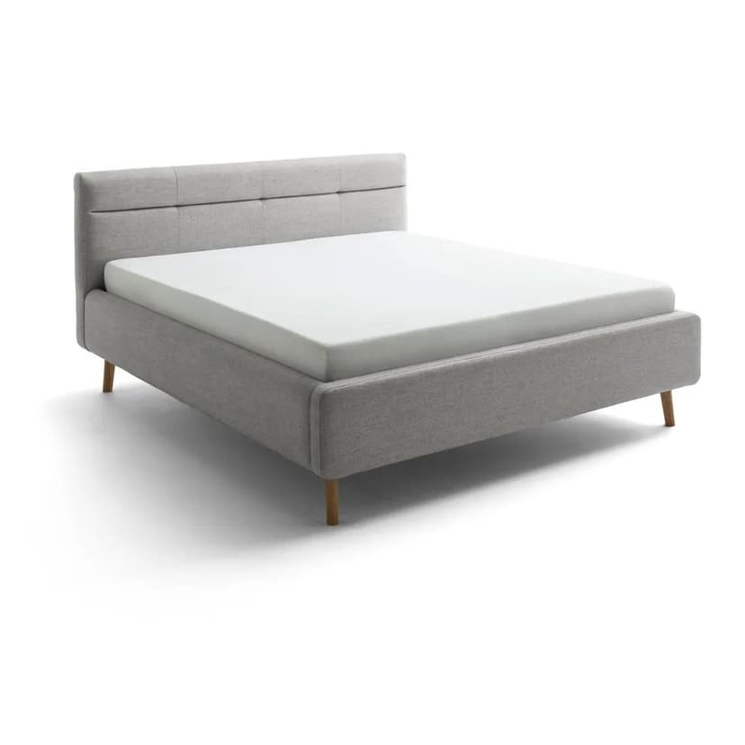 Sivá čalúnená dvojlôžková posteľ s úložným priestorom s roštom 160x200 cm Lotte – Meise Möbel