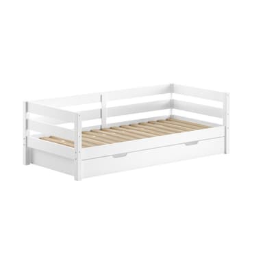 Biela detská posteľ z borovicového dreva s výsuvným lôžkom s roštom 90x200 cm Margrit – Vipack