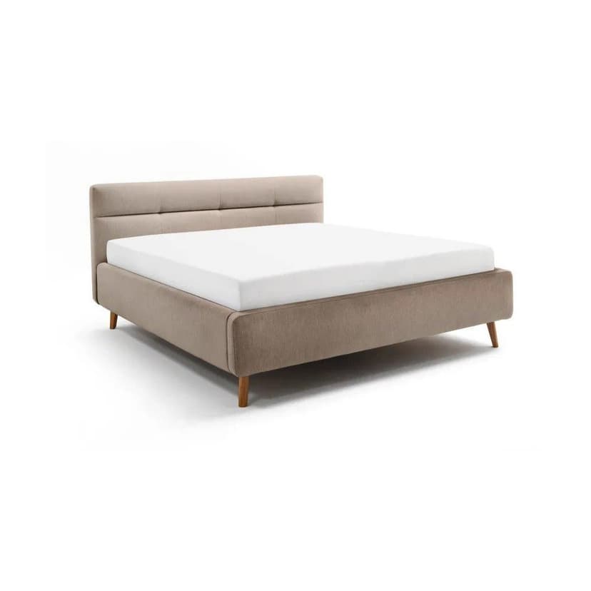 Béžová čalúnená dvojlôžková posteľ s úložným priestorom s roštom 160x200 cm Lotte – Meise Möbel