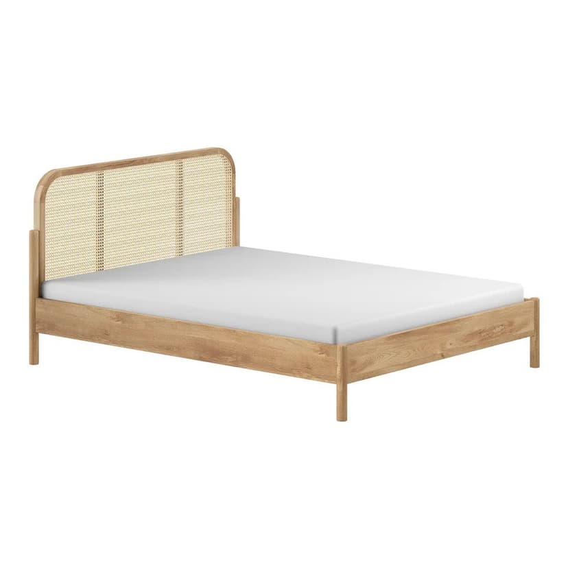 Dvoulůžková postel z dubového dřeva bez roštu 160x200 cm v přírodní barvě Olive Rotan – Vipack