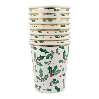 Papierové jednorazové tégliky v súprave 8 ks Holly Pattern – Meri Meri