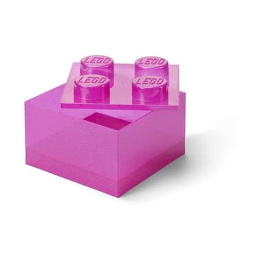 Lego úložný box s víkem, třpytivě růžový