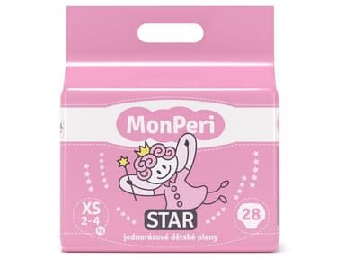 MonPeri STAR XS 2-4kg (28ks) hypoalergenní jednorázové dětské pleny vel. 1