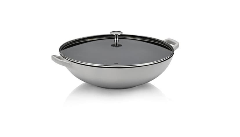KELA Wok litinový s poklicí CALIDO 36 cm šedá KL-12610