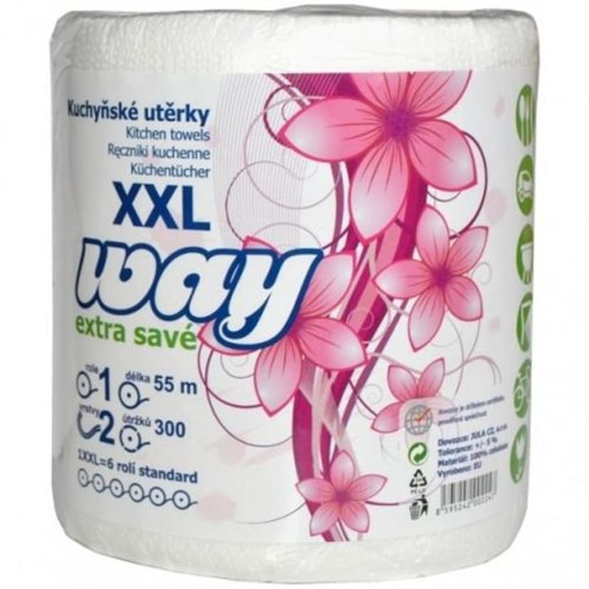 Plastimex utěrky kuch.2vr.,55m,300ústřiž.,XXL WAY,extra savé