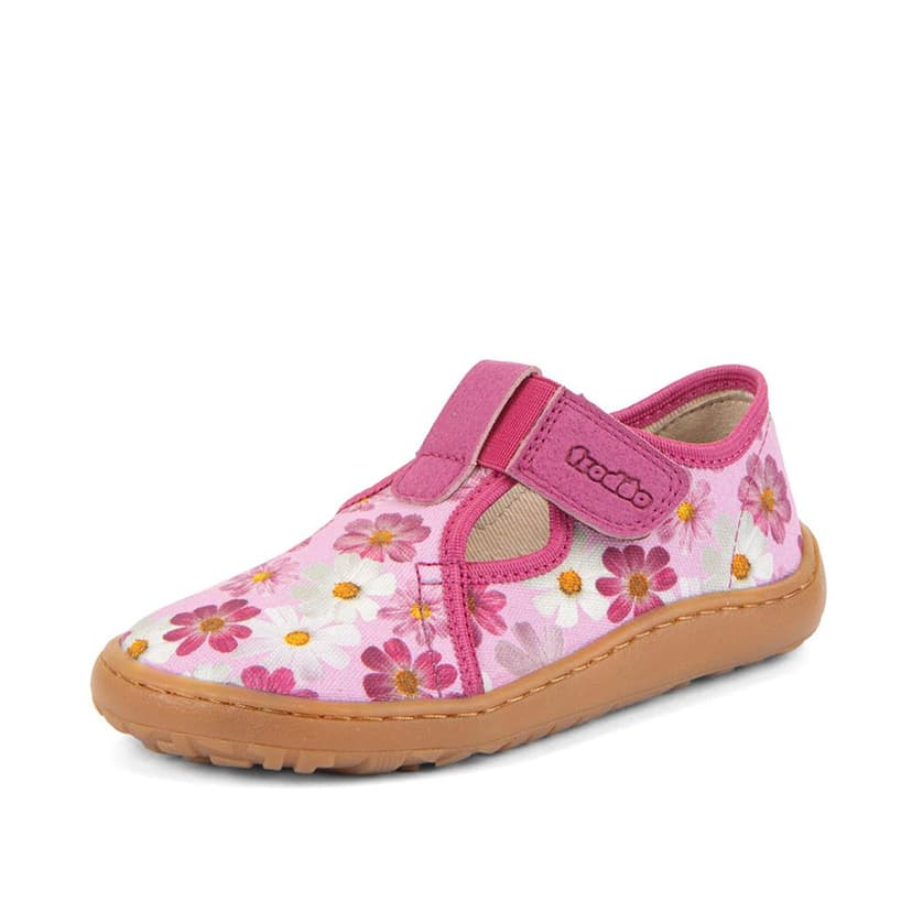 Dívčí plátěné barefoot přezůvky CANVAS T-BAR FLOWERS Froddo G1700439-4