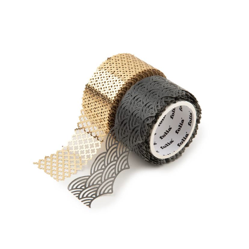 Čipková washi páska 2ks sivá a zlatá