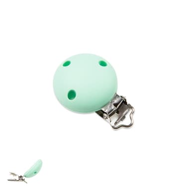 Silikonový klip na dudlík 33,5 mm s ocelovou sponou Mint Green - 1 ks