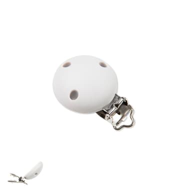 Silikonový klip na dudlík 33,5mm s ocelovou sponou Light Grey