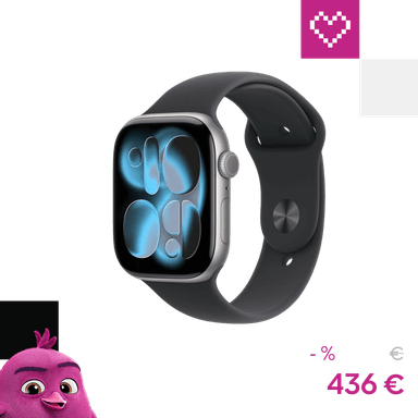 Apple Watch Series 11 (46mm) Vesmírne šedý hliník s čiernym športovým remienkom M/L