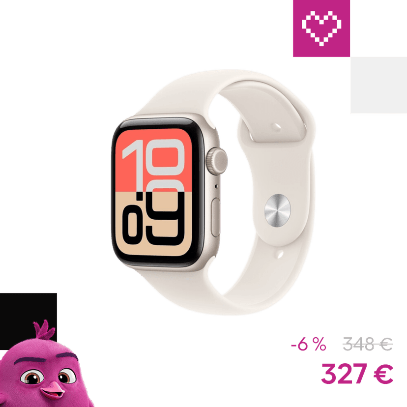 Apple Watch SE 3 (2025) Cellular 44mm Hviezdne biely hliník s hviezdne bielym športovým remienkom S/