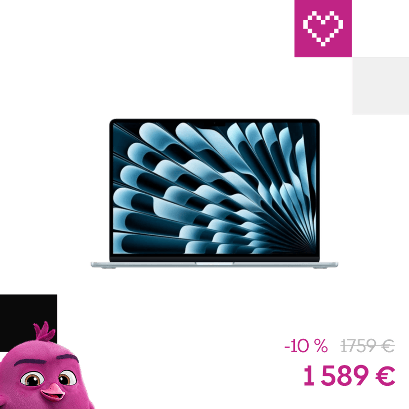 CTO Apple MacBook Air 15,3" (2026) / M5 10xCPU/10xGPU / 16GB / 512GB / INT KLV / Modrá