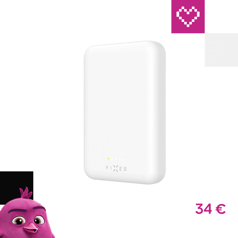 FIXED MagZen powerbanka s bezdrôtovým nabíjaním a MagSafe, 6000 mAh, biela