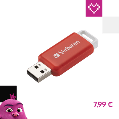 VERBATIM Flash Disk 16GB DataBar USB 2.0 Drive, červený