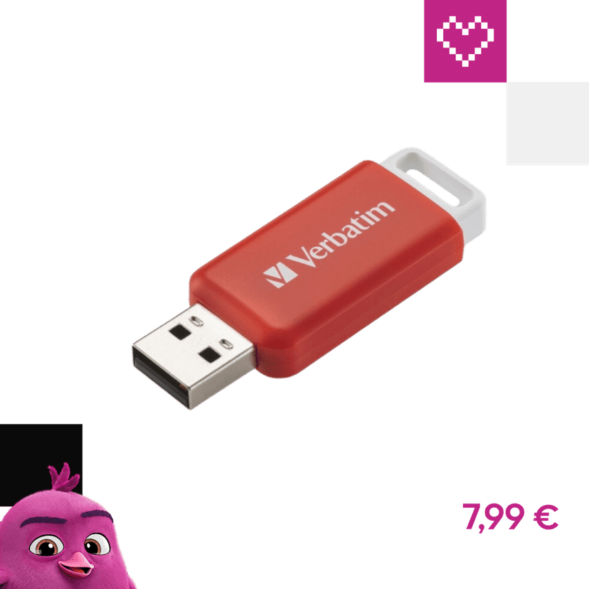 VERBATIM Flash Disk 16GB DataBar USB 2.0 Drive, červený