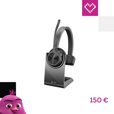Poly Voyager Focus 2-M mono bezdrôtové slúchadlá s USB-A adaptérom + nabíjacia stanica, čierna
