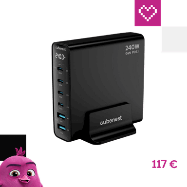 CubeNest S6D0 GaN nabíjacia stanica s Power Delivery 3.1. (240W) čierna