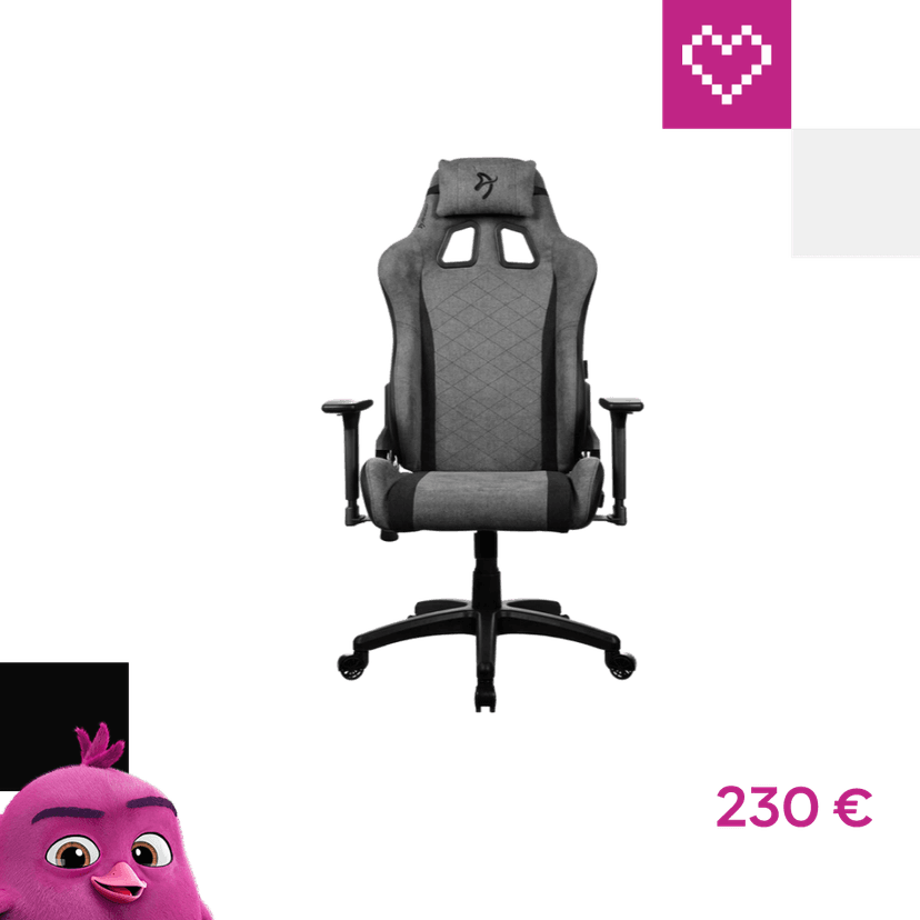 AROZZI AVANTI Soft Fabric herná stolička šedá