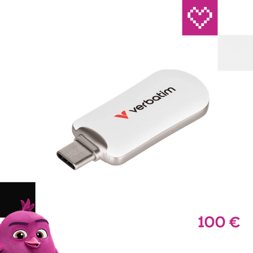 VERBATIM Plectra 512GB USB-C 3.2 Gen 1 flashdisk biely