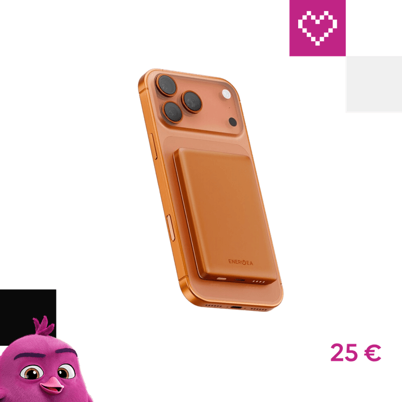 ENERGEA AluPac Mini 5K, MagSafe hliníková powerbanka, 5000mAh, oranžová