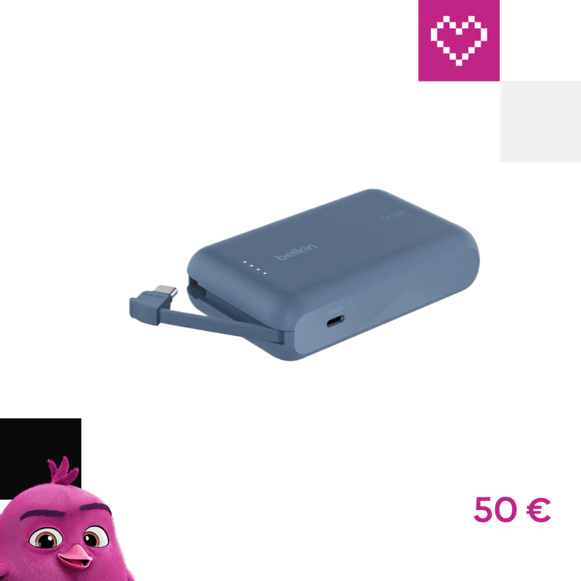 Belkin BOOST CHARGE™ USB-C PowerBanka s integrovaným USB-C káblom, 10000mAh, PD, 20W modrá