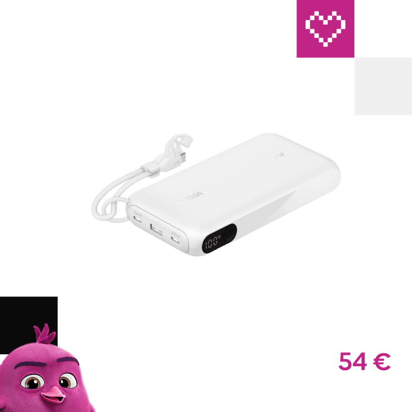 Belkin BOOST CHARGE™ USB-C PowerBanka s displejom, 20000mAh, PD, 20W biela
