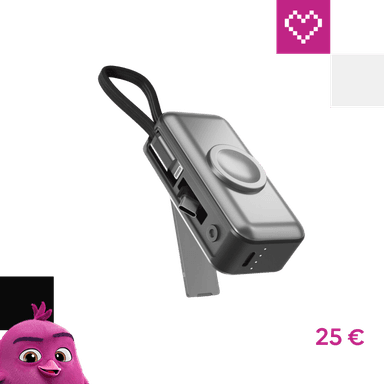 Spello ForcePack Mini 2in1 5000mAh powerbanka so stojančekom a káblom čierna/sivá