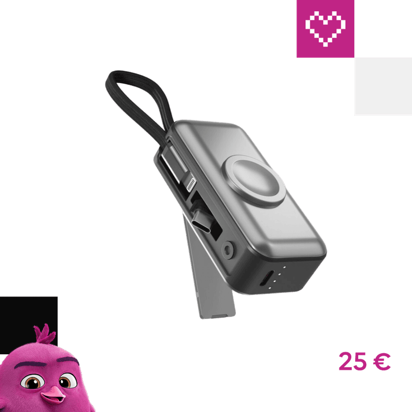Spello ForcePack Mini 2in1 5000mAh powerbanka so stojančekom a káblom čierna/sivá
