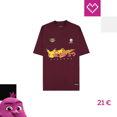 Difuzed tričko Pokémon - Pikachu Wine Red (Loose Fit) XL