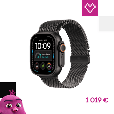 Apple Watch Ultra 4 49mm Čierny titan s čiernym titanovým milánskym ťahom L