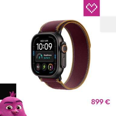 Apple Watch Ultra 4 49mm Čierny titan s burgundsky červeným Trailovým ťahom M/L