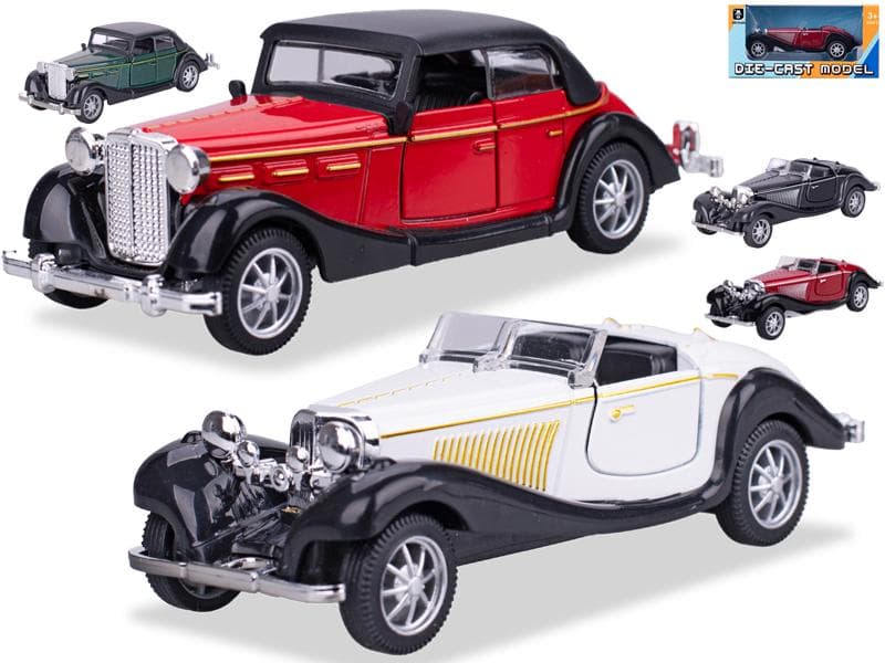 Kovové auto old timer na zpětný chod, 11,5 cm (1:36)
