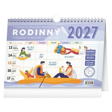 NOTIQUE týždenný rodinný plánovací kalendár s háčikom 2027, 30 × 21 cm