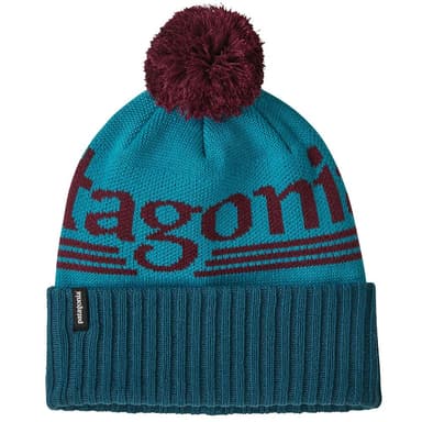 Patagonia Powder Town Beanie Hut Tripper Logo: Mako Blue