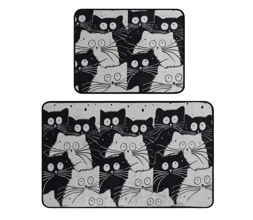Čierne/sivé kúpeľňové predložky v súprave 2 ks 60x100 cm White Cats – Foutastic