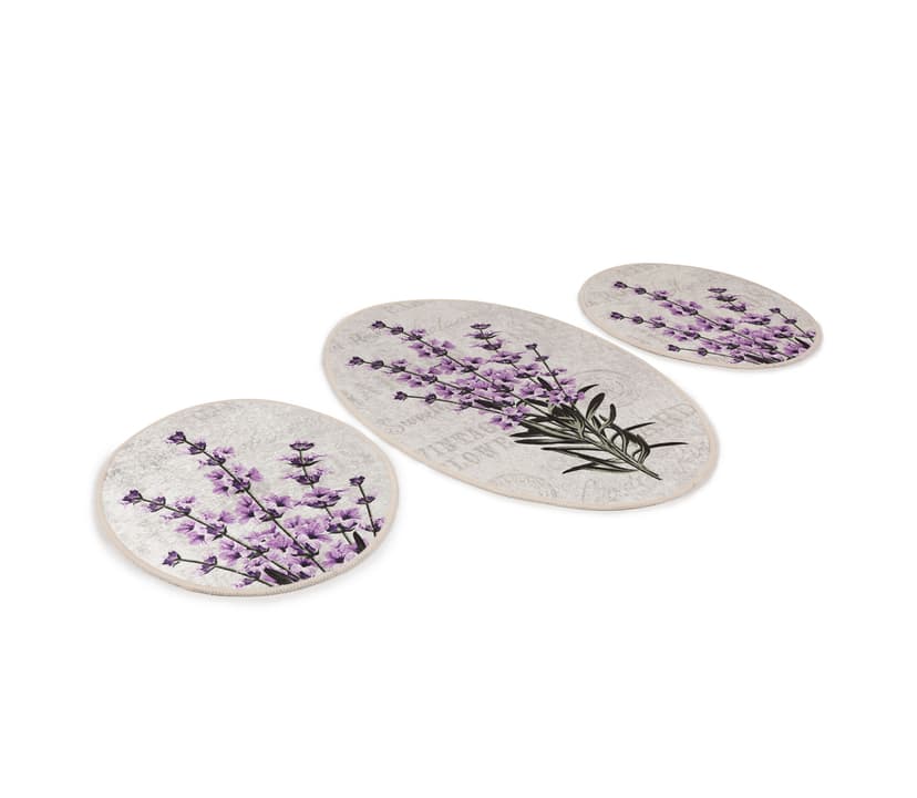 Fialovo-béžové kúpeľňové predložky v súprave 3 ks 60x100 cm Lavender – Foutastic
