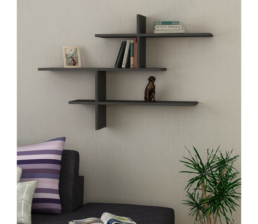 Antracitová poschodová polica 123 cm Leo – Kalune Design